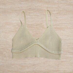 White/Cream Sweater Knit Crop Tank Top Bra Women’s Size Small Cotton Blend